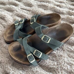 Green Strappy Sandals with Buckles